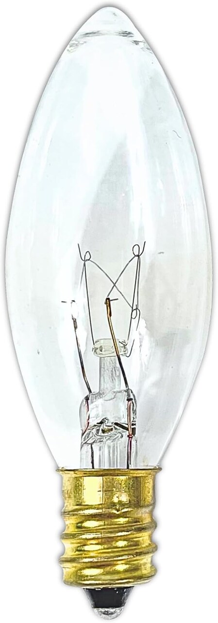 4E's Novelty 12 Pack Replacement Light Bulbs E12 120V 7W C7/C26 Torpedo Tip – Incandescent Candle Bulbs for Christmas Window Candles, Chandeliers, Night Lights & Candelabra Fixtures